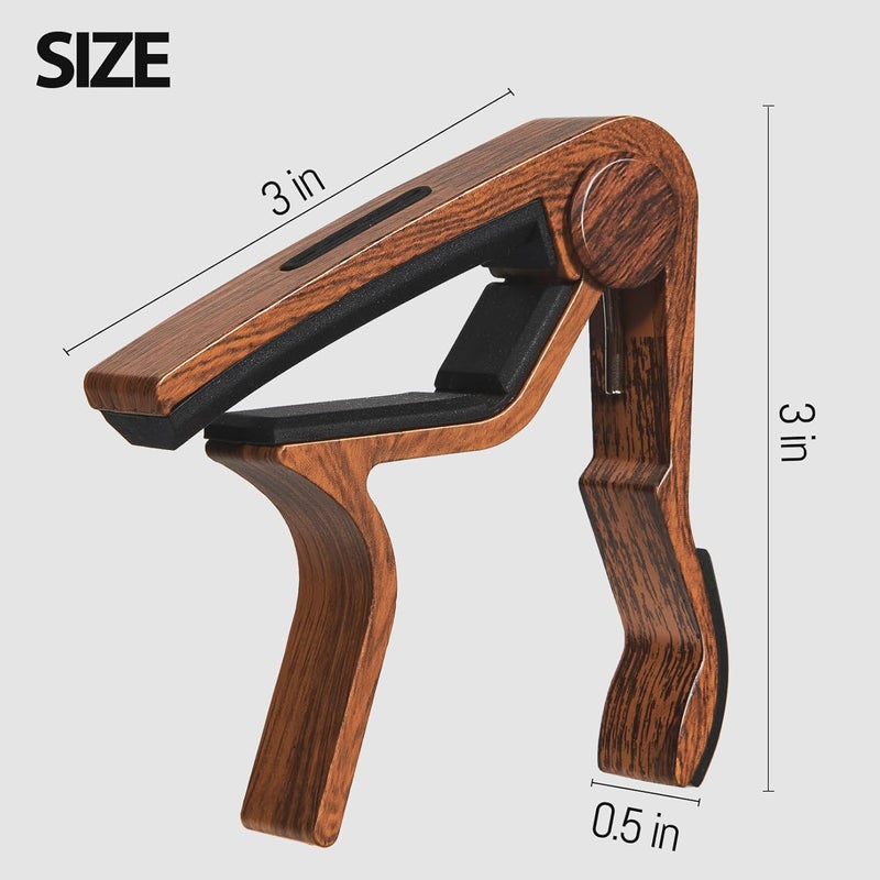 LALAOKS Capo Guitar Capo with Pick Holder for Acoustic and Electric Guitar, Ukelele, Bass, Banjo Rosewood - Image 2